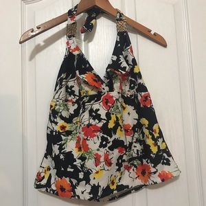 Catalina floral halter top with detail at strap. Size M